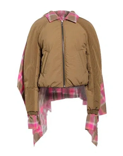 Marbell Woman Jacket Khaki Size 3 Polyamide, Cotton In Brown