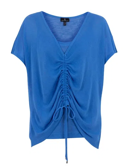 Marble 2pc Short Sleeve Tank Top In Blue