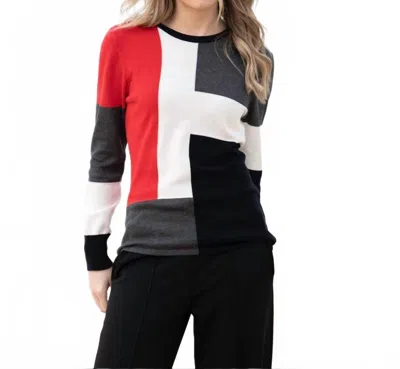 Marble 3 Tone Colorblock Sweater In Multi