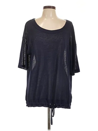 Pre-owned Marble 3/4 Sleeve Top Blue Scoop Neck Tops