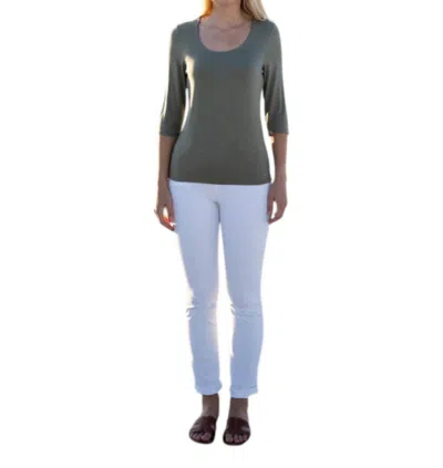 Marble 3/4 Sleeve Top In Lime Green