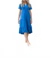 Marble Casual Midi Dress In Cobalt Blue In Blue