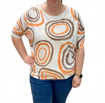 Marble Circles Sweater Top In Orange/white In Multi