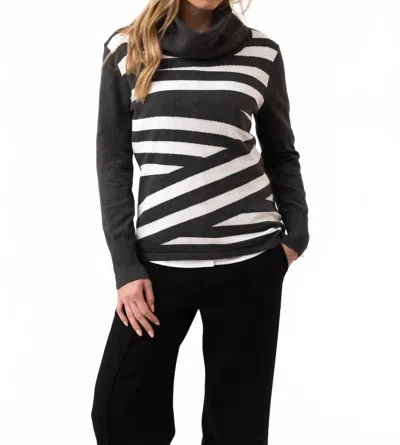 Marble Classic Fit Cowl Neck Sweater In Charcoal In Black