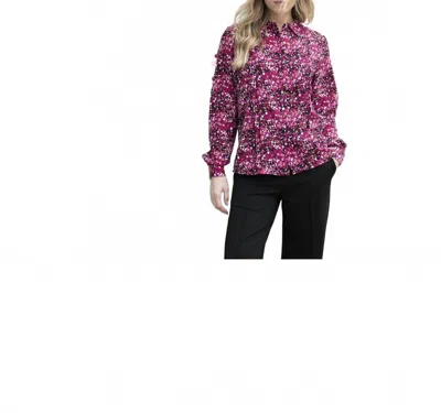 Marble Collared Print Blouse In Fuchsia Multi In Purple