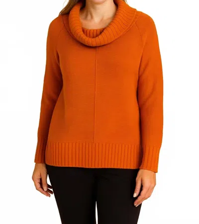 Marble Cowl Neck Long Sleeve Sweater In Orange