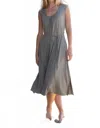 Marble Fit And Flare Jersey Dress In Khaki In Gray