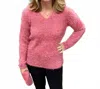 Marble Fuzzy Removable Neck Sweater In Rose In Pink