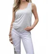 Marble Metallic Trim Tank Top In Silver In White