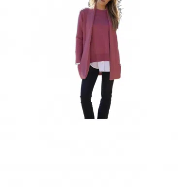 Marble Multi-knit Cardigan In Rose In Burgundy