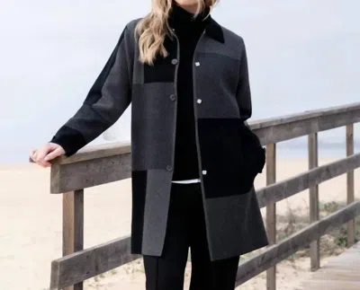 Marble Patterned Knit Cardigan Jacket In Black / Charcoal