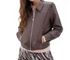 Marble Pleather Jacket In Chocolate In Gold
