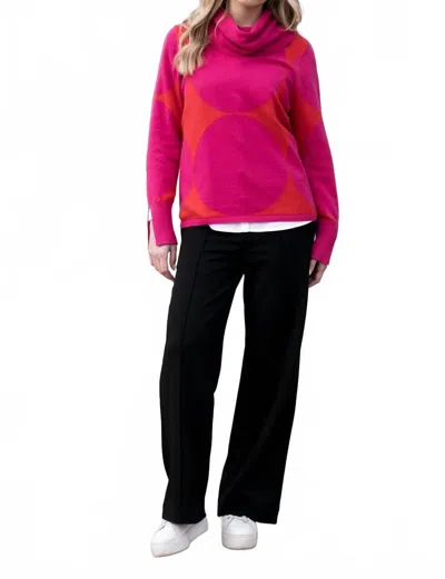 Marble Polka Dot Cowl Neck Jumper In Fuschia In Pink