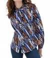 Marble Printed Blouse With Bow Detail In Cobalt Multi In Multi
