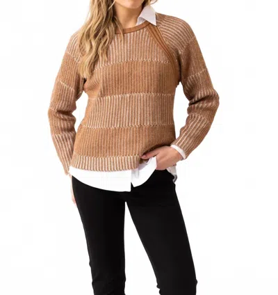 Marble Removable Neck Sweater In Brown