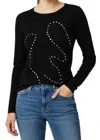 Marble Rhinestone Holiday Sweater In Black In Black