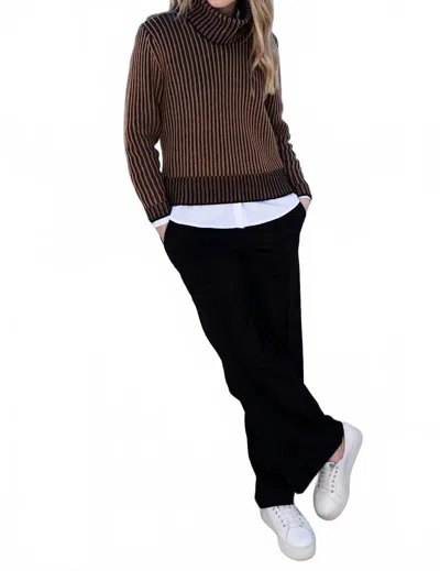Marble Ribbed Knit Removable Snood Jumper In Tabacco In Brown