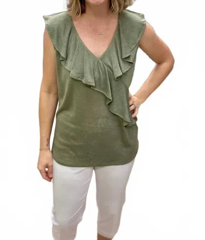 Marble Ruffle Tank Top In Green