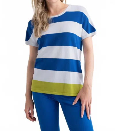 Marble Rugby Stripe Sweater Top In Blue & White