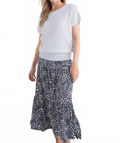 Marble Short Sleeve Knit Top In White