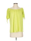 Marble Short Sleeve Top Green Off The Shoulder Neckline Tops In Green