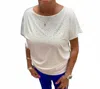 Marble Sparkles Round Neck Top In White In White