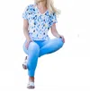 Marble Spots V-neck Top In Aqua Multi In Multi
