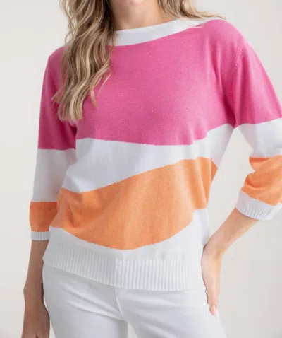 Marble Spring Sweater In White/barbie Pink/orange In Multi