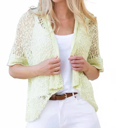 Marble Sunshine Lime Crochet Knit Cover Up Shrug In Yellow