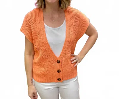 Marble Three Button Cardigan In Orange