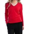 Marble V-neck Crystals Sweater In Red In Red