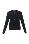 Marble Women's Basic Crewneck Cardigan In Black In Black