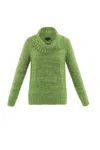 Marble Women's Cowl Neck Cozy Sweater In Green In Green