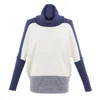 Marble Women's Cowl Neck Oversized Cotton Sweater In Indigo/ivory In Blue