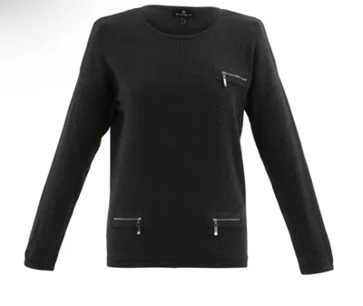 Marble Women Zip Sweater In Charcoal In Black