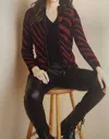 Marble Zebra Cardigan In Cranberry/black In Red
