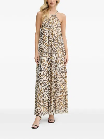 Marc Aurel Animal-print Maxi Dress In Brown