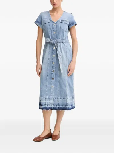 Marc Aurel Belted Button-front Denim Midi Dress In Blue