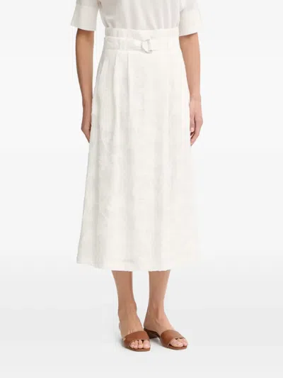 Marc Aurel Belted Jacquard-pattern Midi A-line Skirt In Neutral