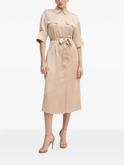 Marc Aurel Belted Midi Dress In Neutral