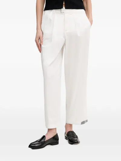 Marc Aurel Belted Pleated-front Trousers In White