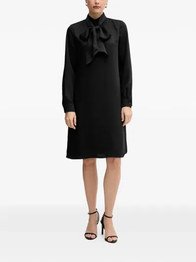Marc Aurel Bow Midi Dress In Black