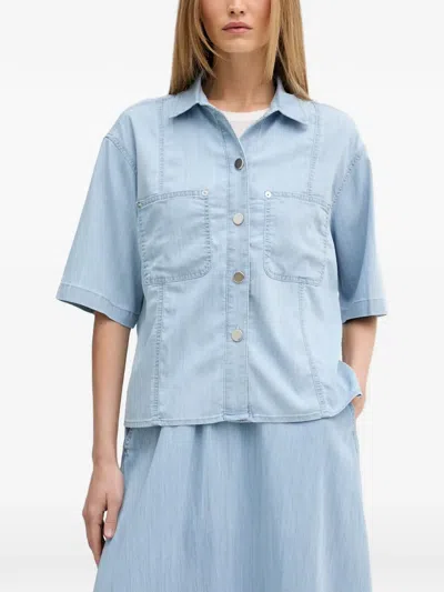 Marc Aurel Button-up Short-sleeve Shirt In Blue