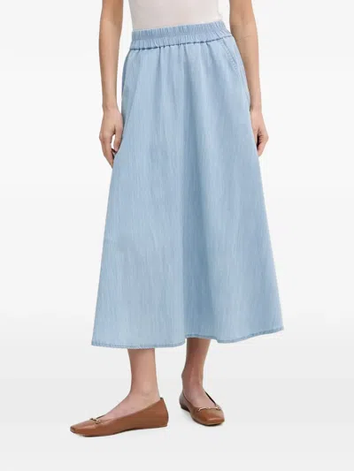 Marc Aurel Elasticated-waistband Flared Midi Skirt In Blue