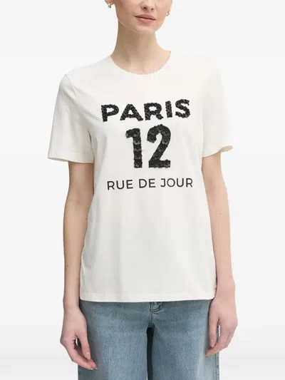 Marc Aurel Embellishment T-shirt In White