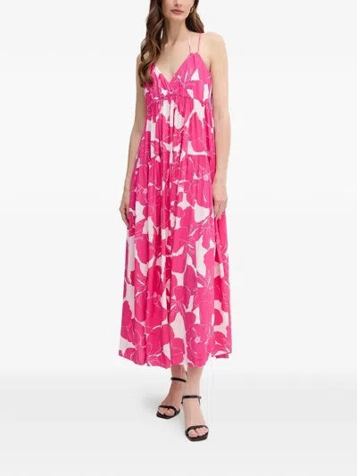 Marc Aurel Floral-print V-neck Maxi Dress In Pink