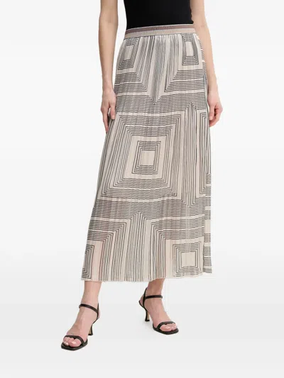 Marc Aurel Geometric Pleated Midi Skirt In Neutral