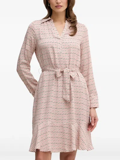 Marc Aurel Geometric-print Belted Mini Dress In Pink