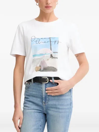 Marc Aurel Graphic-print Rhinestone-embellished T-shirt In White