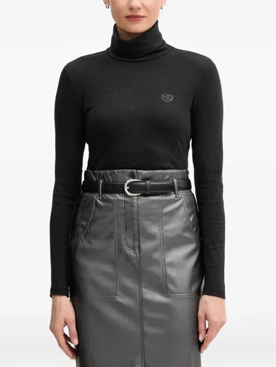 Marc Aurel Long-sleeved Roll-neck Shirt In Black